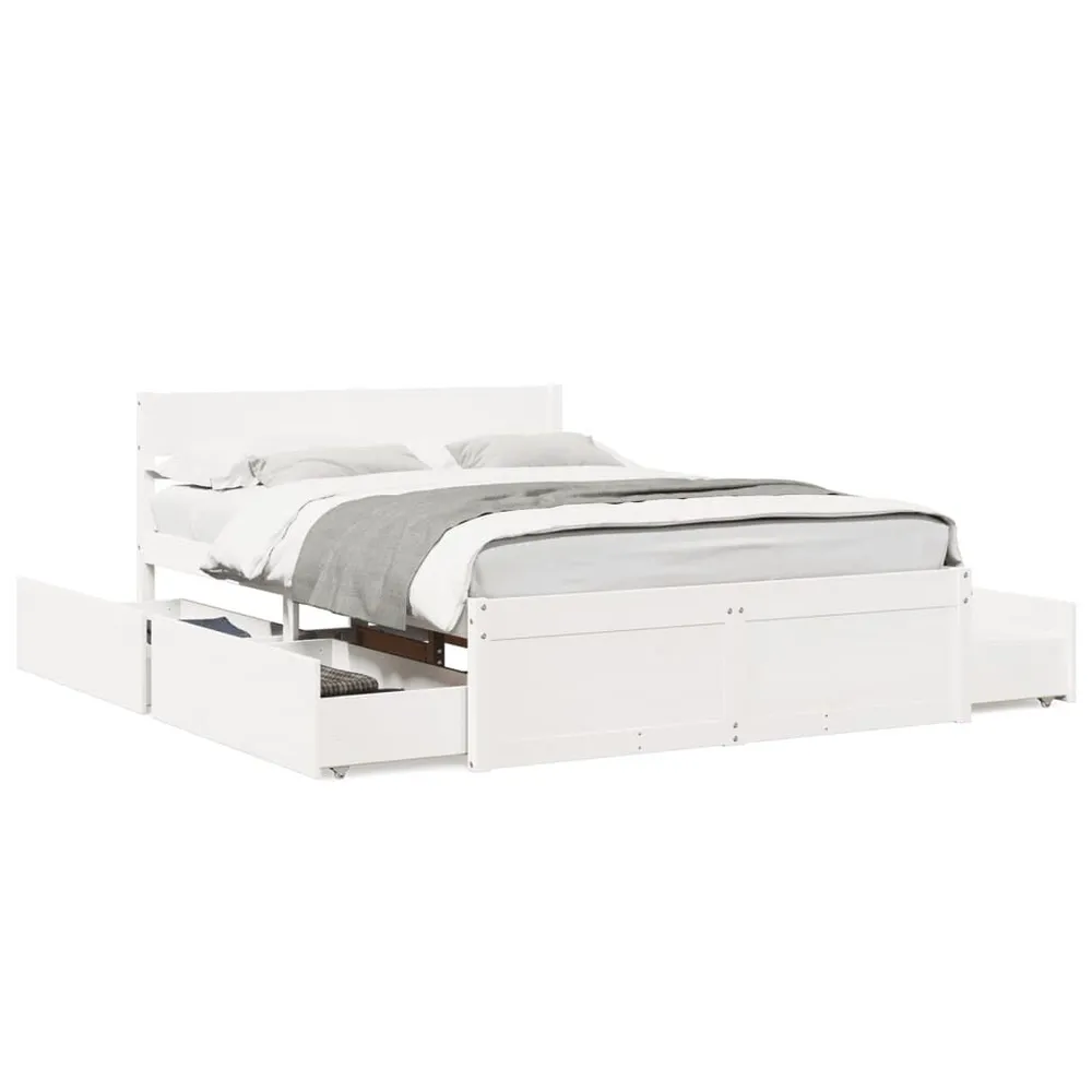 Premium Impermeável Cama sem colchão 135x190 cm madeira de pinho maciç branco
