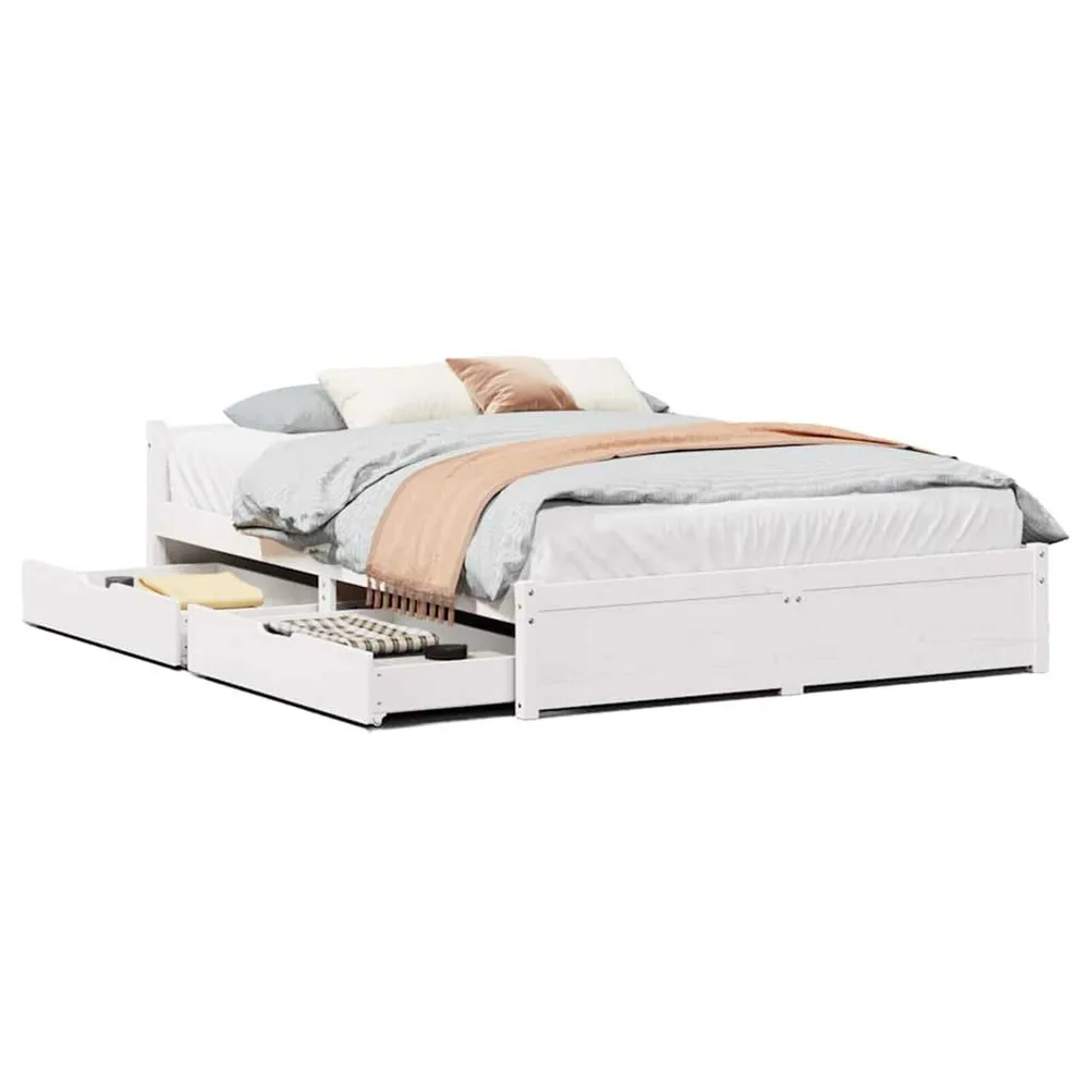 Premium Impermeável Cama sem colchão 140x190 cm madeira de pinho maciç branco