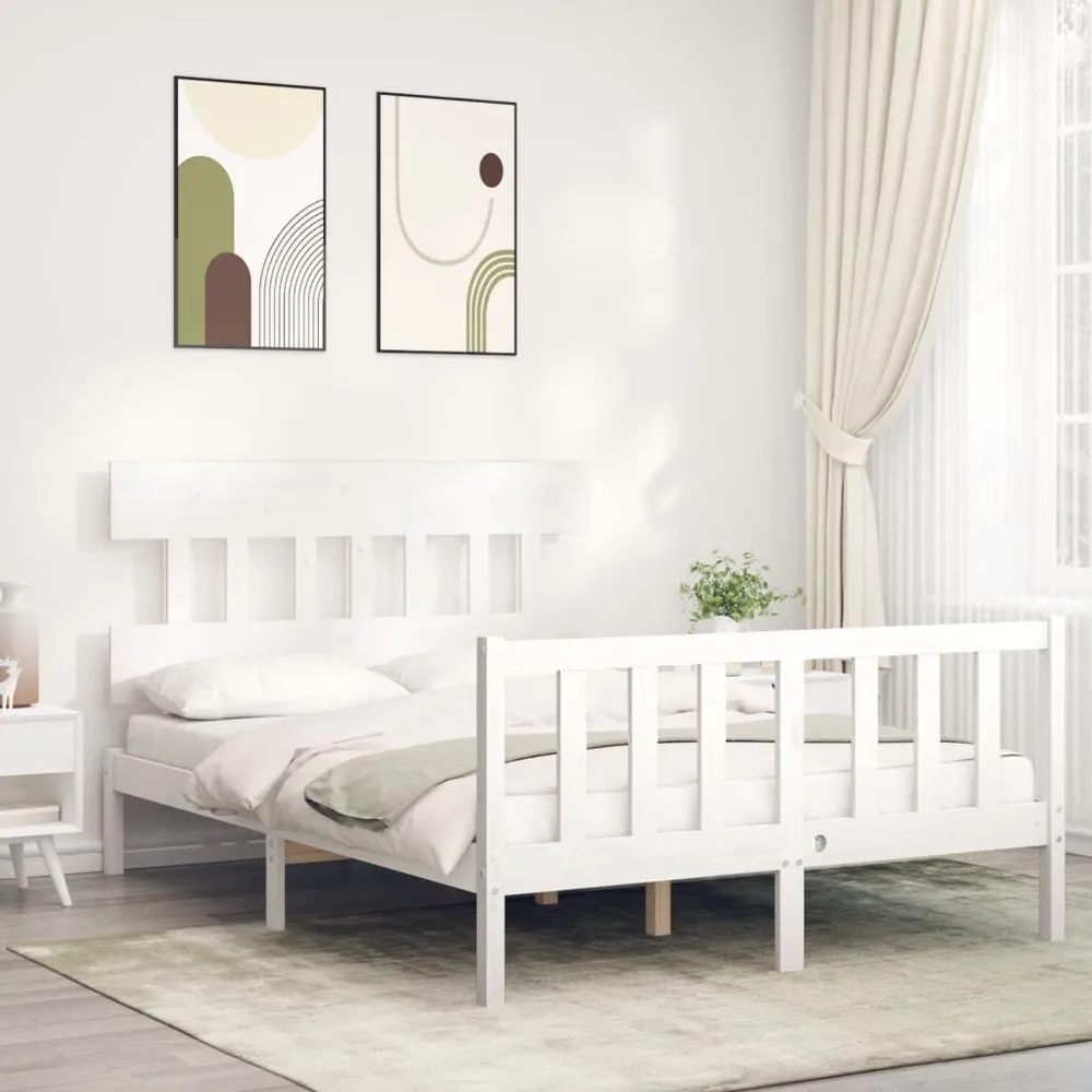 Premium Impermeável Cama sem colchão 140x190 cm madeira de pinho maciç branco