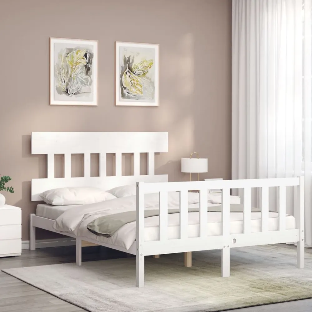 Premium Impermeável Cama sem colchão 140x190 cm madeira de pinho maciç branco