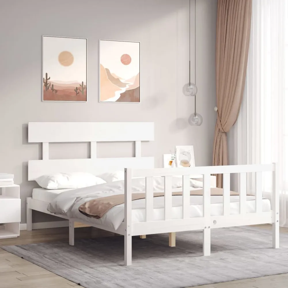 Premium Impermeável Cama sem colchão 140x200 cm madeira de pinho maciç branco