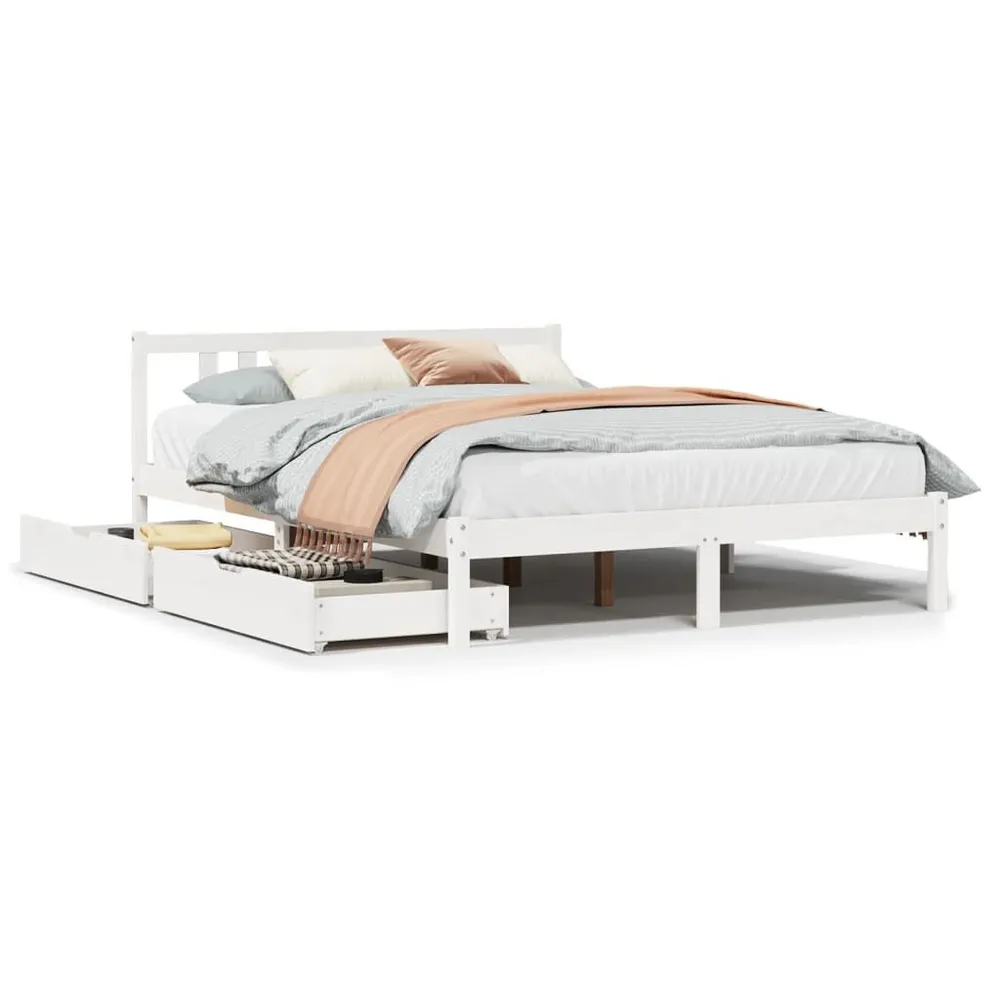 Premium Impermeável Cama sem colchão 140x200 cm madeira de pinho maciç branco
