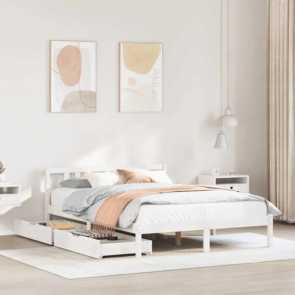 Premium Impermeável Cama sem colchão 140x200 cm madeira de pinho maciç branco