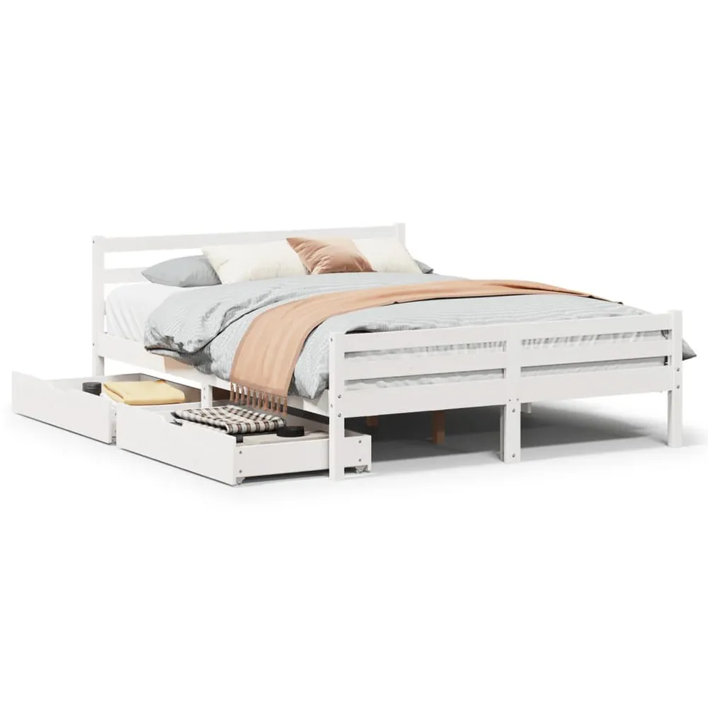 Premium Impermeável Cama sem colchão 150x200 cm madeira de pinho maciç branco