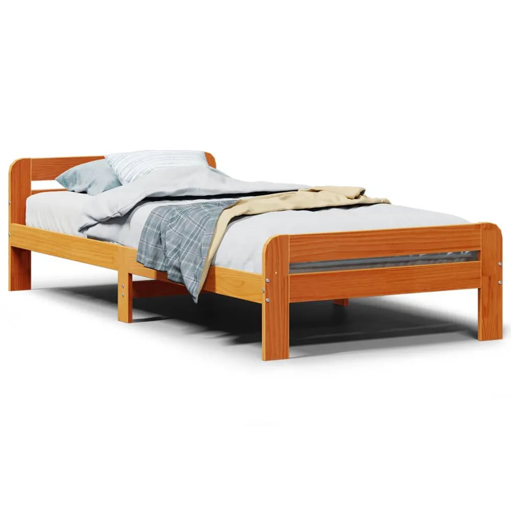 Premium Impermeável Cama sem colchão 75x190 cm madeira de pinho maciç castanho-mel