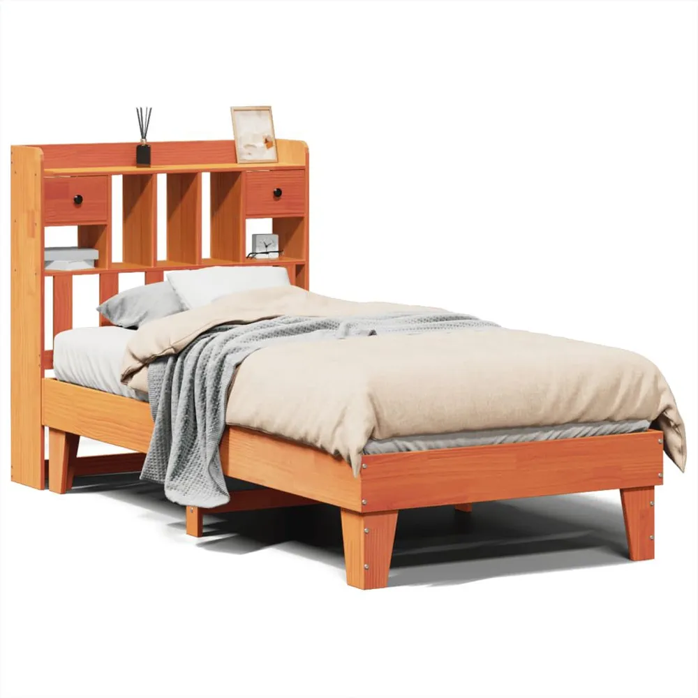 Premium Impermeável Cama sem colchão 90x190 cm madeira de pinho maciç castanho-mel