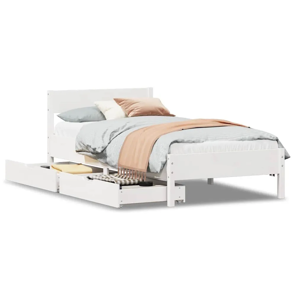 Premium Impermeável Cama sem colchão 90x190 cm madeira de pinho maciç branco