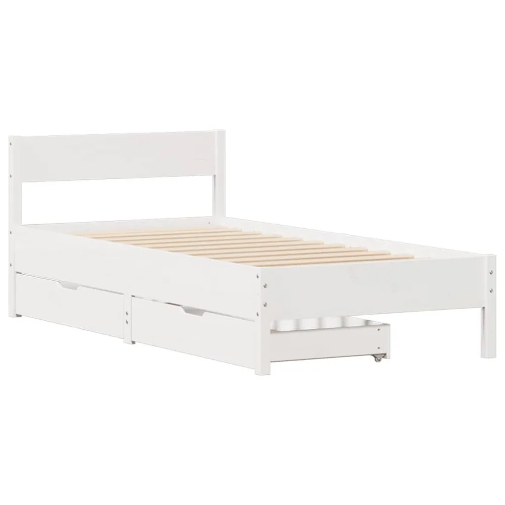 Premium Impermeável Cama sem colchão 90x190 cm madeira de pinho maciç branco