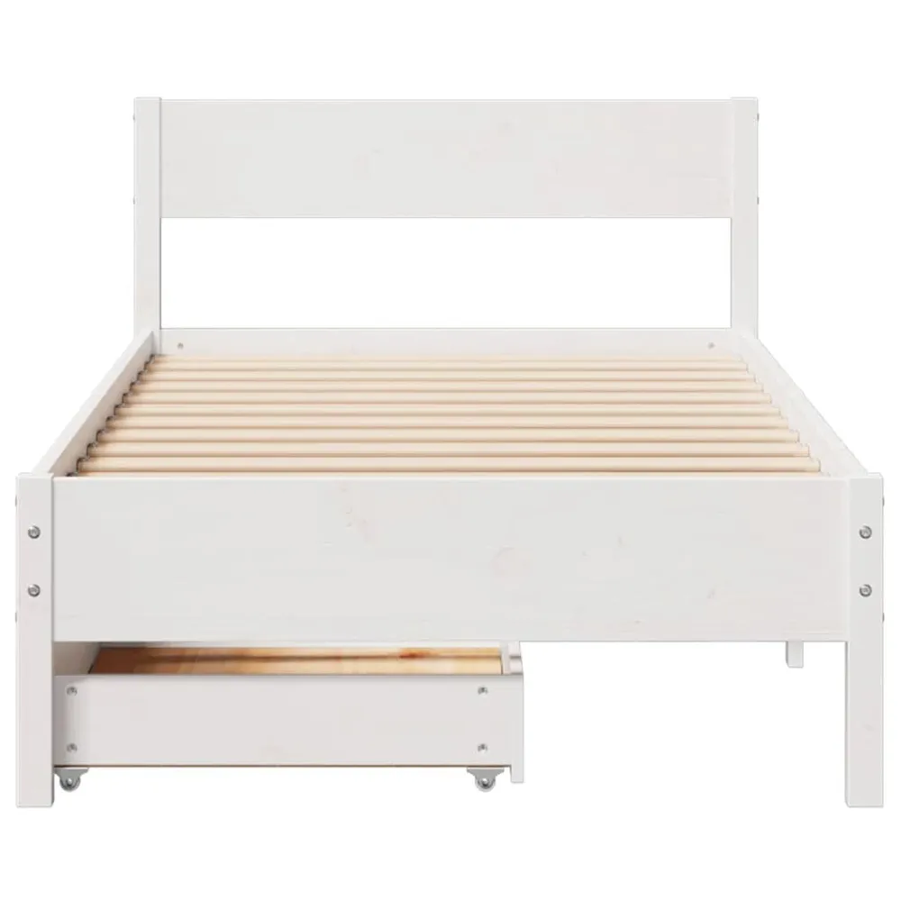Premium Impermeável Cama sem colchão 90x190 cm madeira de pinho maciç branco