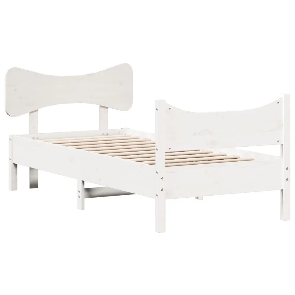 Premium Impermeável Cama sem colchão 90x190 cm madeira de pinho maciç branco
