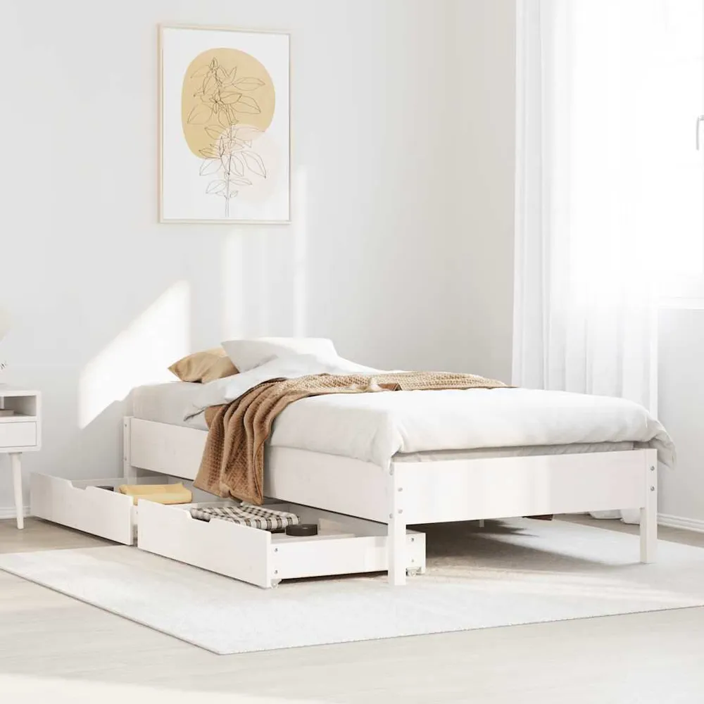 Premium Impermeável Cama sem colchão 90x190 cm madeira de pinho maciç branco