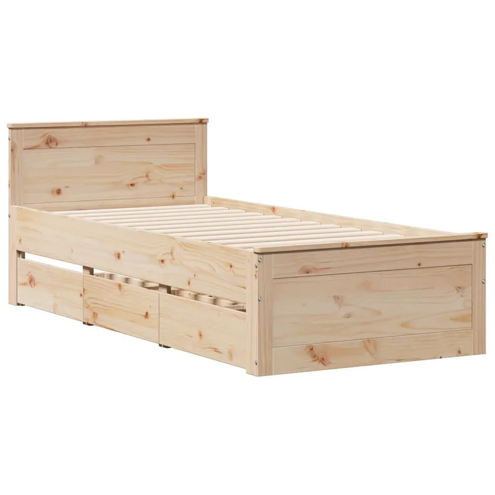 Premium Impermeável Cama sem colchão com cabeceira 90x200 cm madeira pinho maciç