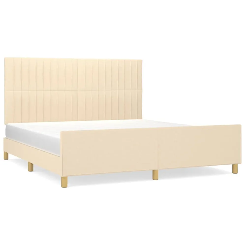 Premium Impermeável Estrutura de cama sem colchão 180x200 cm tecido cor creme