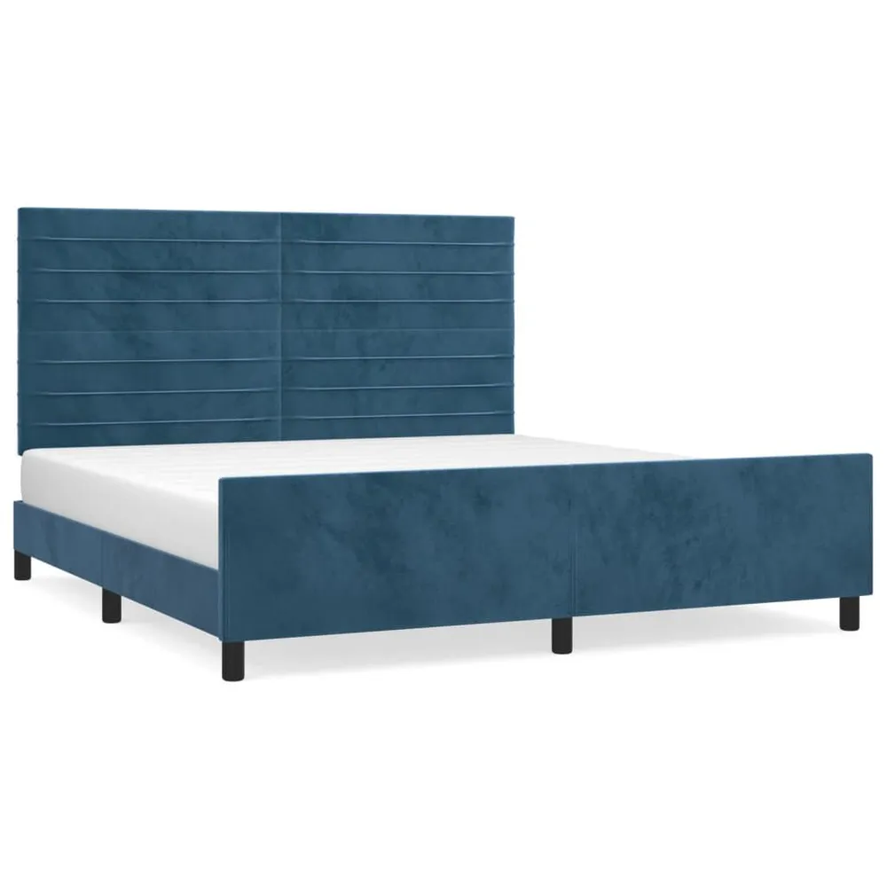 Premium Impermeável Estrutura de cama sem colchão 160x200 cm veludo azul-escuro