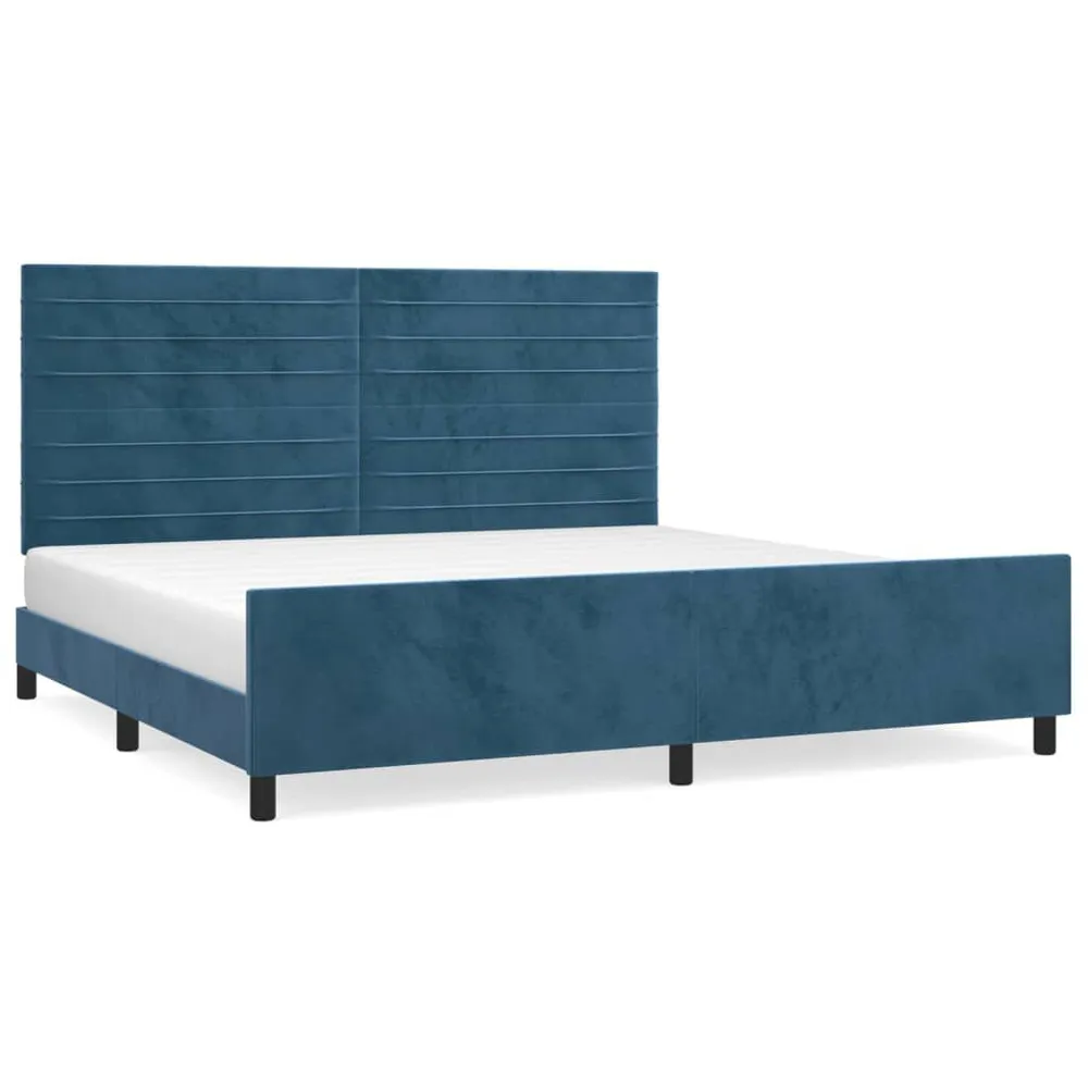 Premium Impermeável Estrutura de cama sem colchão 200x200 cm veludo azul-escuro