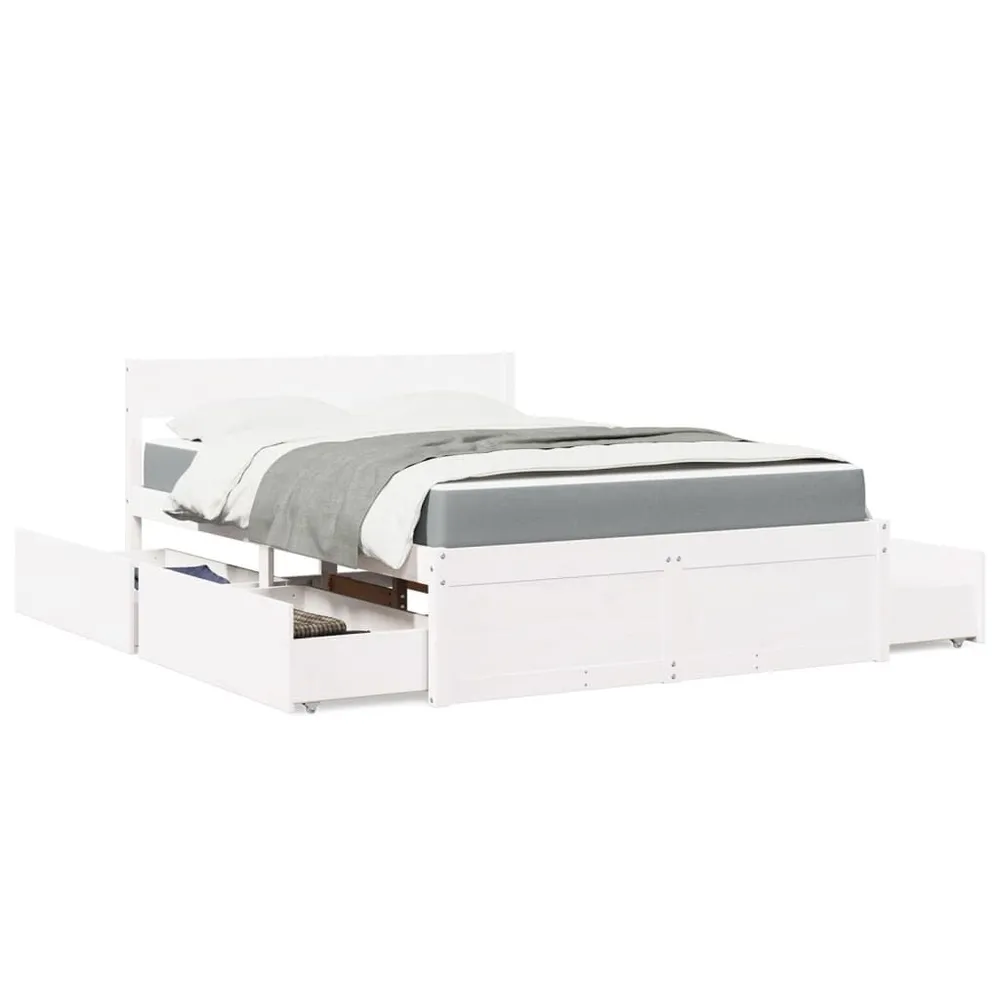 Saco de Dormir Inflável Cama com gavetas e colchão 140x190 cm pinho maciço branco