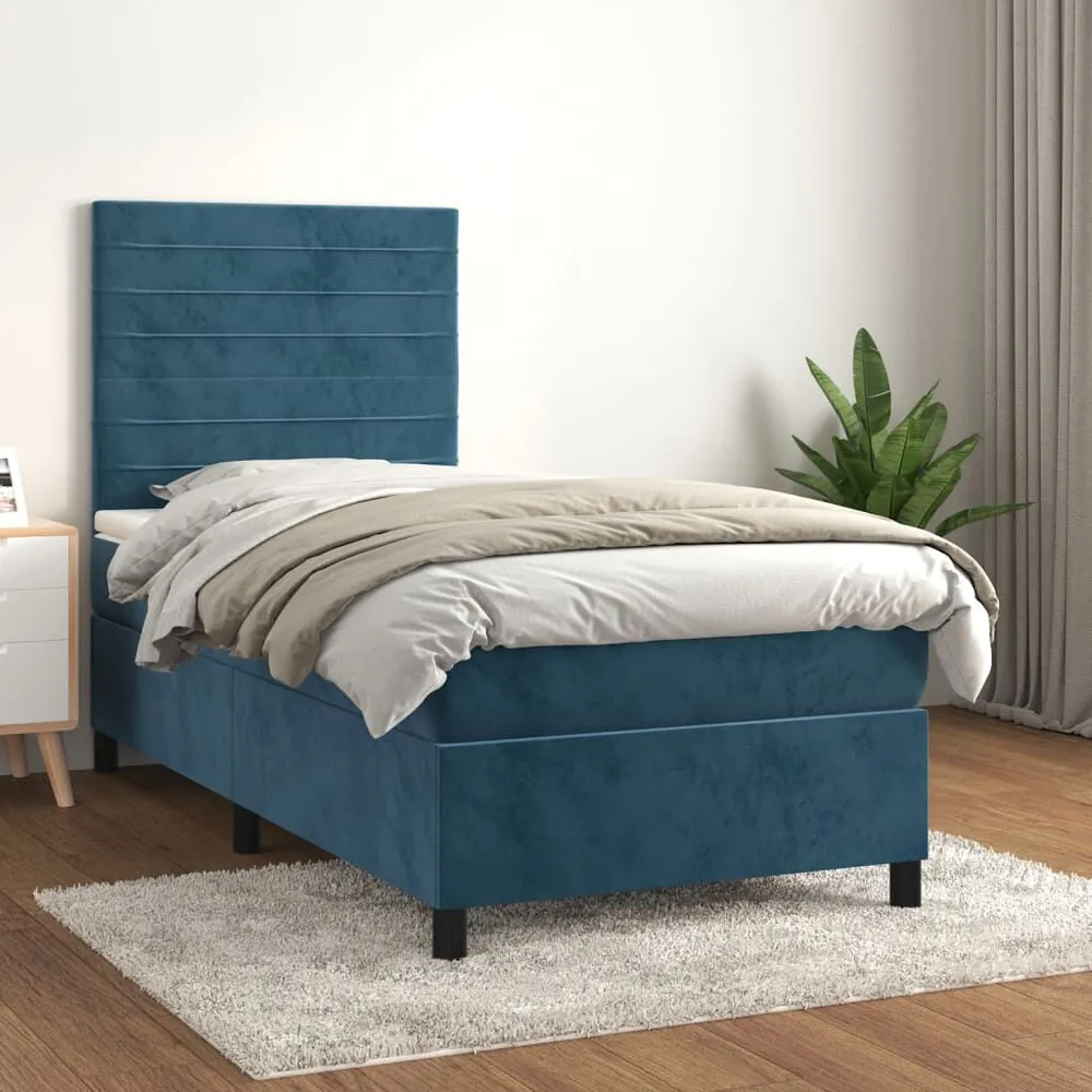 Saco de Dormir Inflável Cama com molasemcolchão 90x200 cm veludo azul-escuro