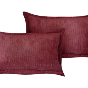 Set 2 Corduroy Cushions 47 x 27 cm Borgonha ZINNIA