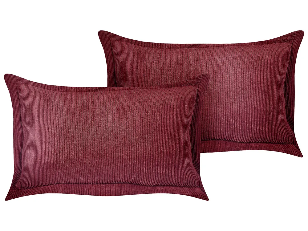 Set 2 Corduroy Cushions 47 x 27 cm Borgonha ZINNIA