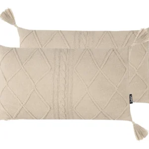 Set 2 Cotton Cushions 30 x 50 cm Light Bege claro CAESIA