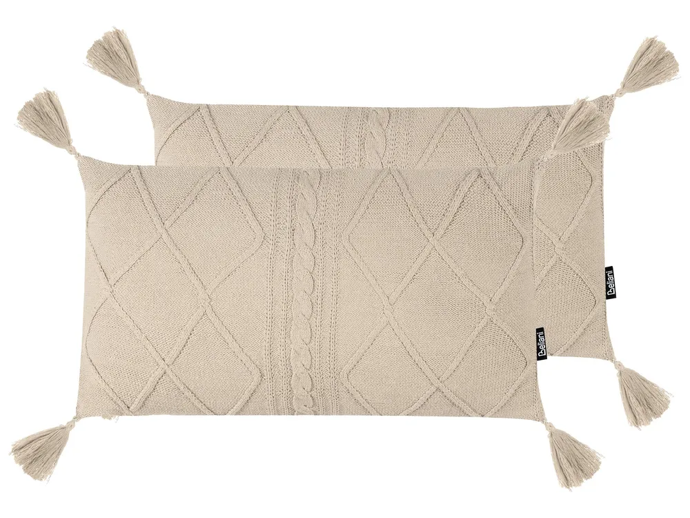 Set 2 Cotton Cushions 30 x 50 cm Light Bege claro CAESIA