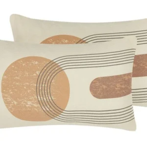 Set 2 Cushions Geometric Pattern 30 x 50 cm Multicolour NASTURTIUM