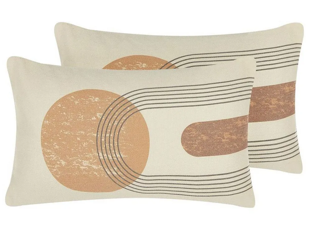Set 2 Cushions Geometric Pattern 30 x 50 cm Multicolour NASTURTIUM