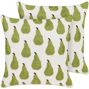 Set 2 Cushions Pear Pattern 45 x 45 cm Alvo and Green TRACHELIUM