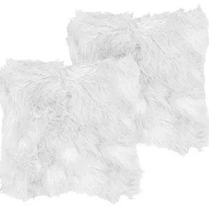 Set 2 Faux Fur Cushions 45 x 45 cm Marfim LUBHA