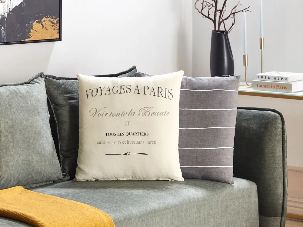 Set 2 Linho Cushions 50 x 50 cm White MINDALA
