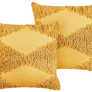Set 2 Tufted Cotton Cushions 45 x 45 cm Limão RHOEO
