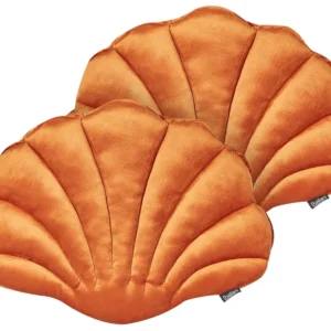 Set 2 Velvet Seashell Cushions 47 x 35 cm Orange CONSOLIDA