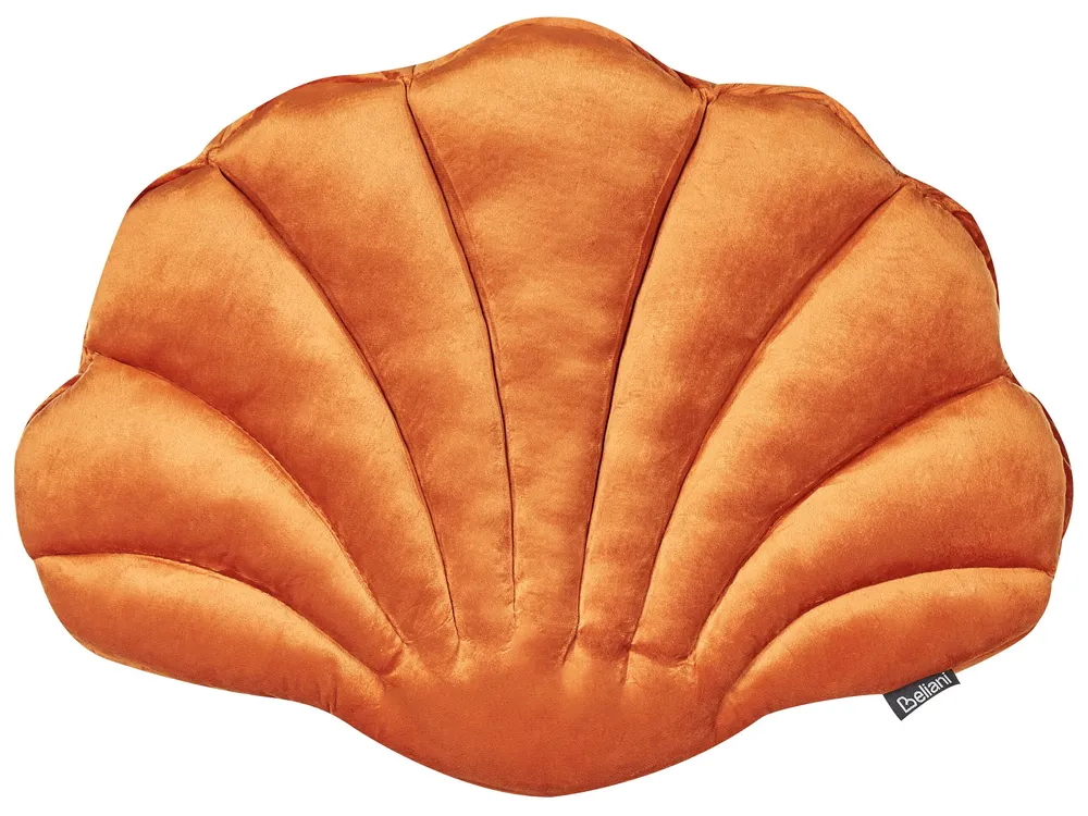 Set 2 Velvet Seashell Cushions 47 x 35 cm Orange CONSOLIDA