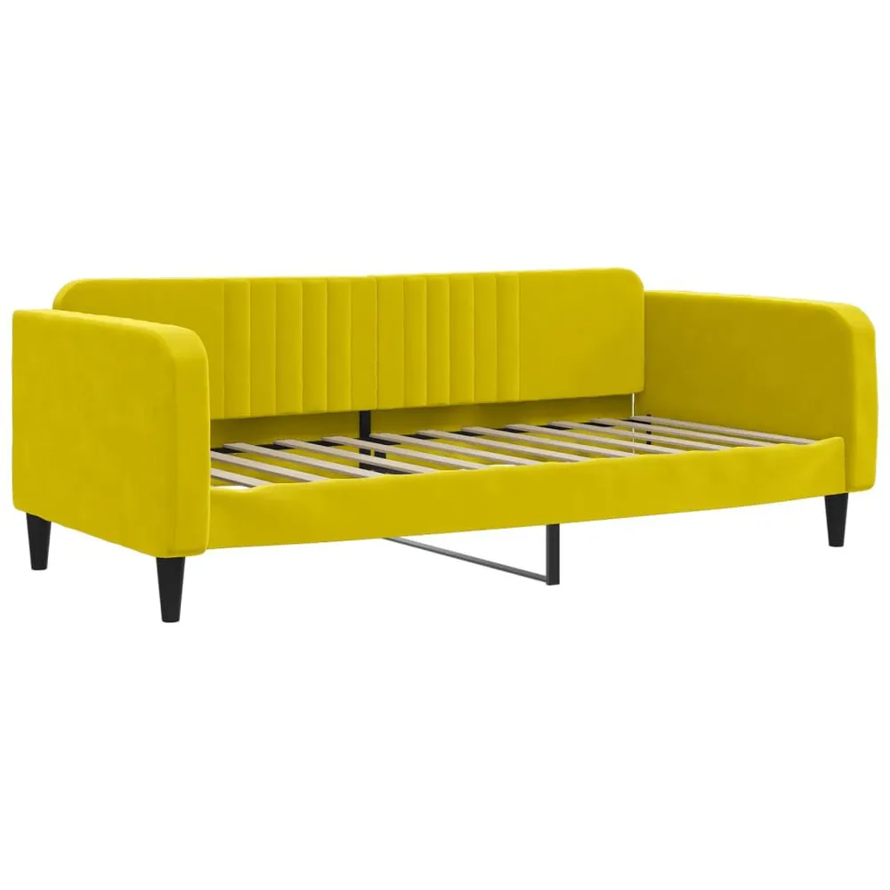 Sofá-cama com colchão 90x200 cm veludo amarelo com Bomba Elétrica Inclusa