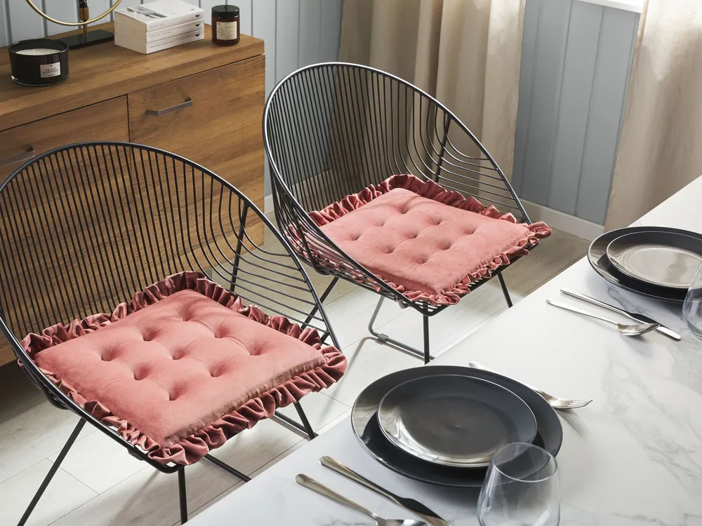 Square Veludo macio Seat Cushion 40 x 40 cm Pink KALANCHOE