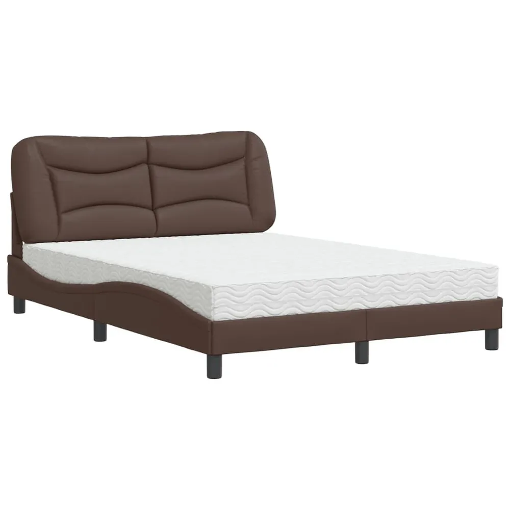 Tecnologia de Inflação Rápida Cama com colchão 140x200 cm couro artificial castanho