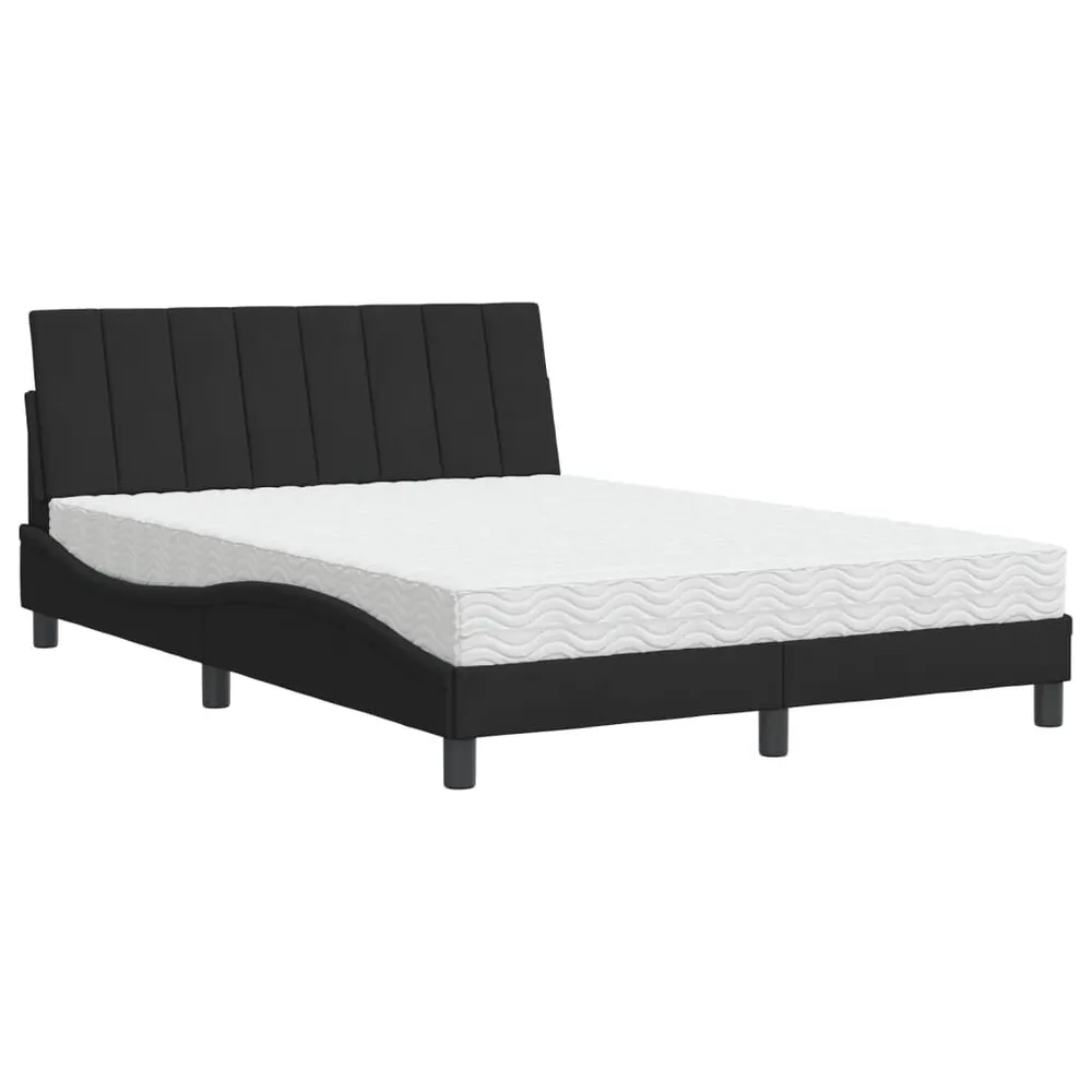 Tecnologia de Inflação Rápida Cama com colchão 140x190 cm veludo preto