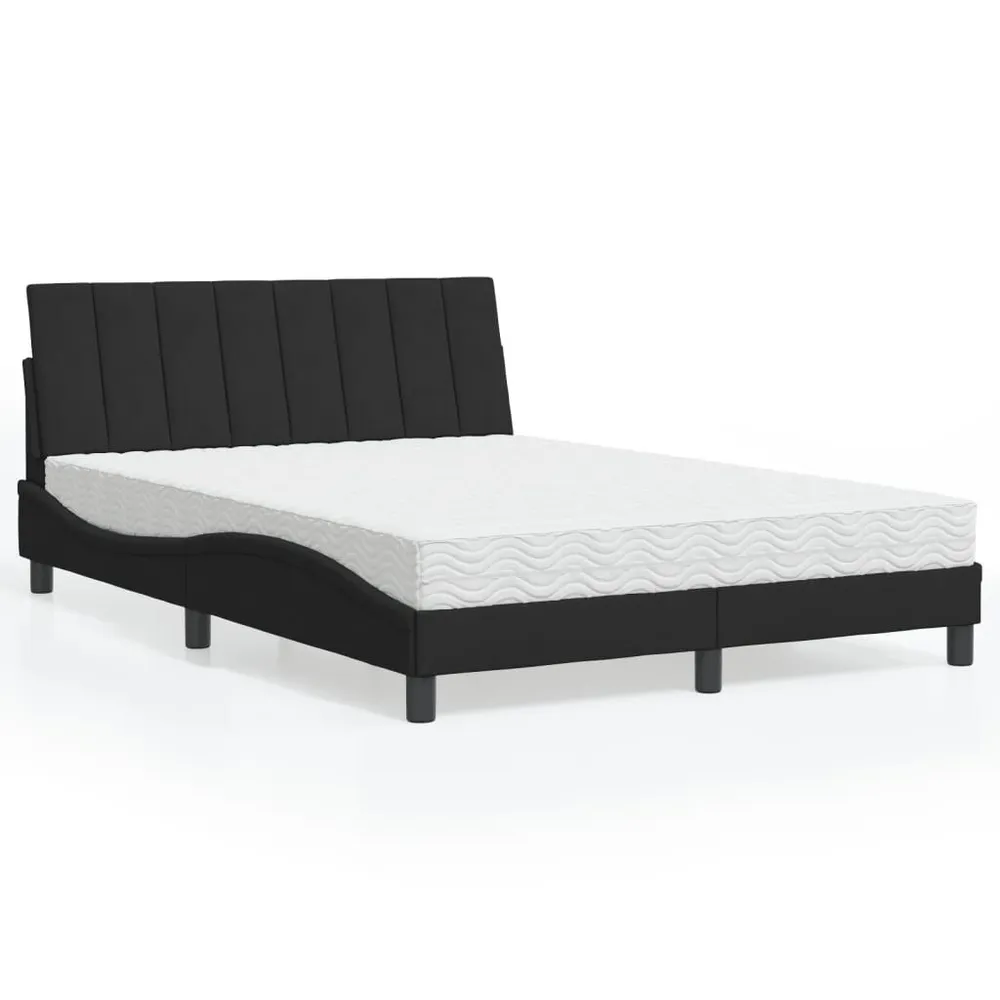 Tecnologia de Inflação Rápida Cama com colchão 140x190 cm veludo preto