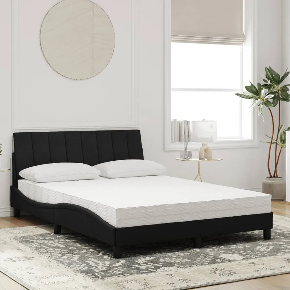 Tecnologia de Inflação Rápida Cama com colchão 140x190 cm veludo preto