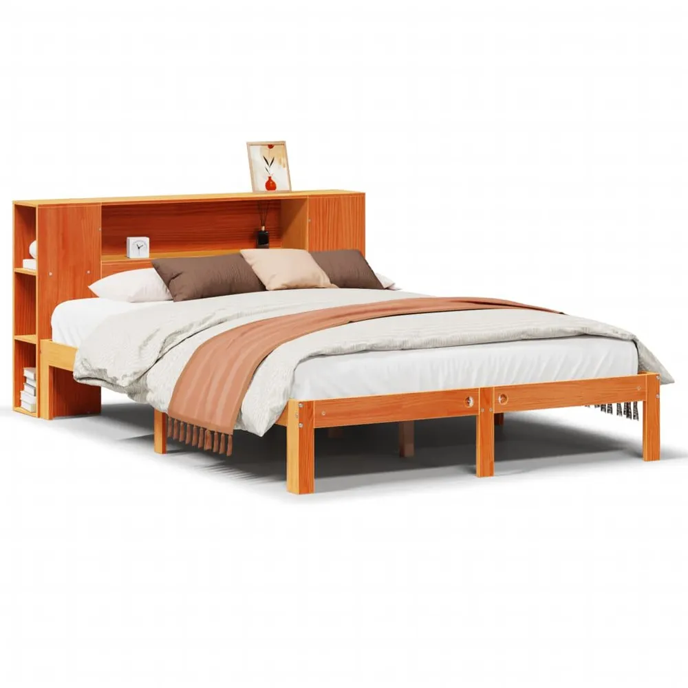 Tecnologia de Inflação Rápida Cama com estante sem colchão 135x190 cm pinho maciço