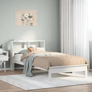 Tecnologia de Inflação Rápida Cama com estante sem colchão 75x190 cm pinho maciço branco