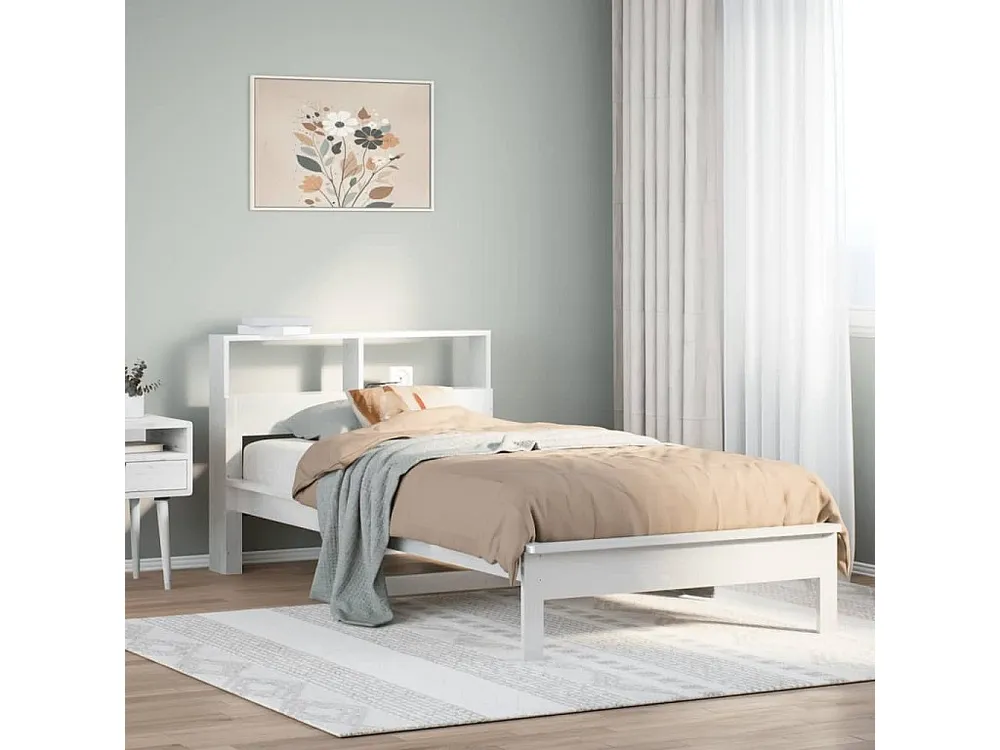 Tecnologia de Inflação Rápida Cama com estante sem colchão 75x190 cm pinho maciço branco
