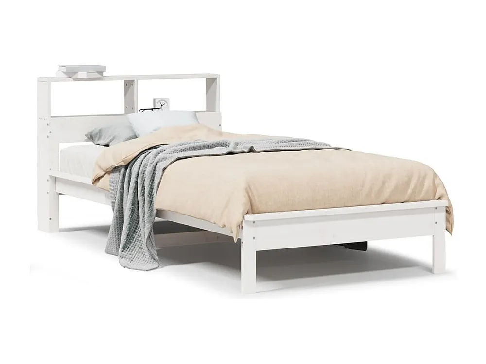 Tecnologia de Inflação Rápida Cama com estante sem colchão 75x190 cm pinho maciço branco