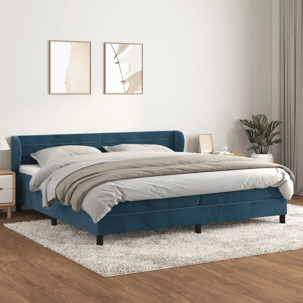 Tecnologia de Inflação Rápida Cama com molasemcolchão 200x200 cm veludo azul-escuro