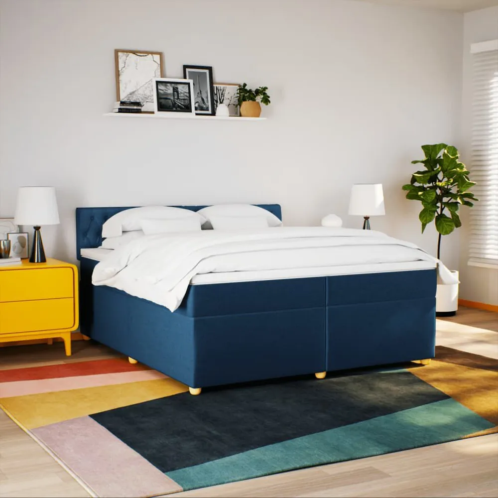 Tecnologia de Inflação Rápida Cama com molasemcolchão 200x200 cm tecido azul