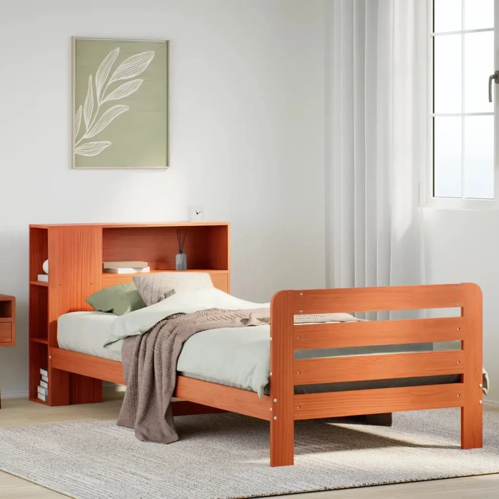 Tecnologia de Inflação Rápida Cama sem colchão 90x200 cm pinho maciço castanho-mel