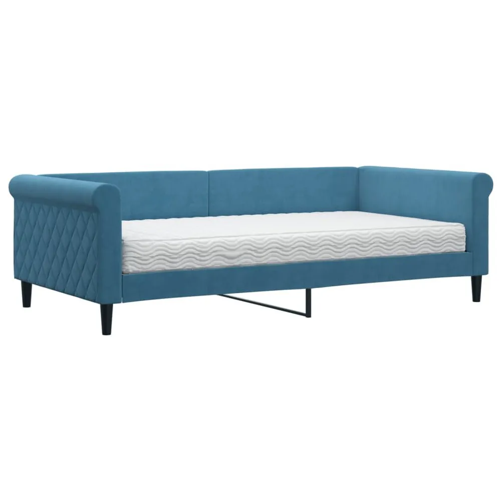 Tecnologia de Inflação Rápida Sofá-cama com colchão 100x200 cm veludo azul