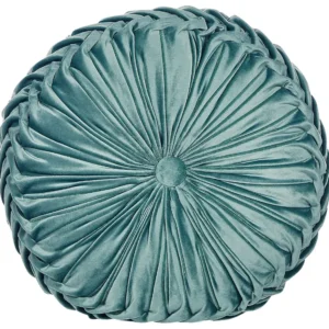 Velvet Cushion Pleats ⌀ 40 cm Teal UDALA