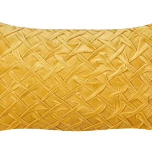Velvet Pleated Cushion 30 x 50 cm Yellow CHOISYA