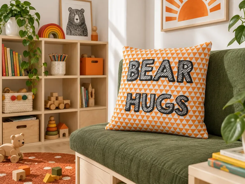 Cotton Kids Cushion Print 40 x 40 cm Orange RADZKOT